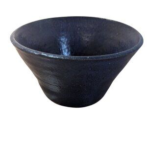 vintage karen kluttz signed nc studio pottery 5 in shiny blue purple bowl boho